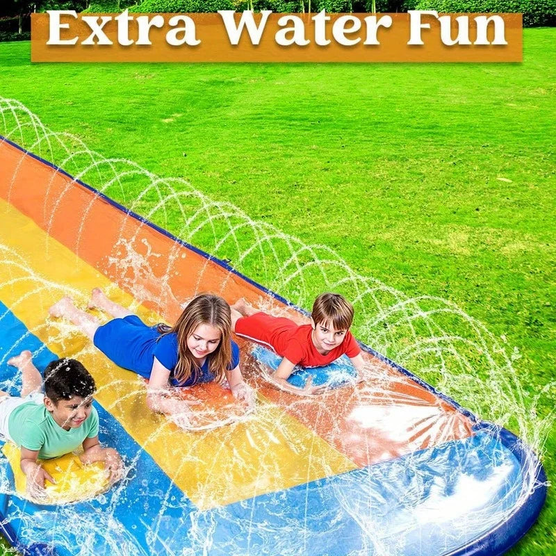 Joyfy Triple Lawn Water Slide With Sprinkler For Backyard Fun