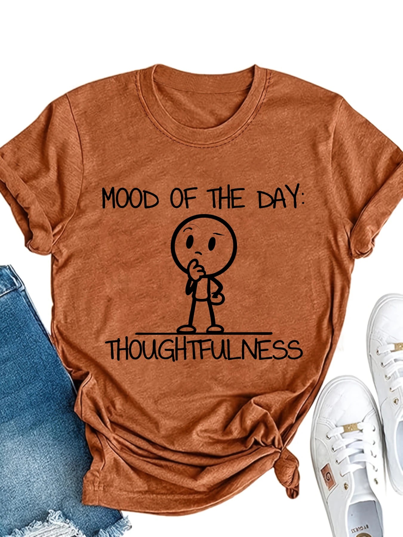 Mood Of The Day Thoughtfulness Short Sleeve Shirt For Women