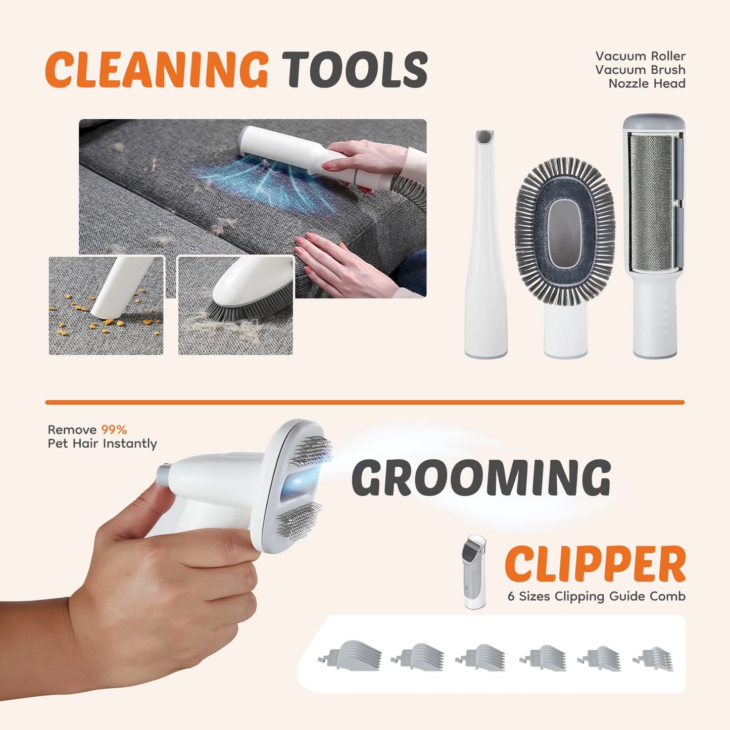 Sweetcrispy Professional Pet Grooming Vacuum Kit With Clippers