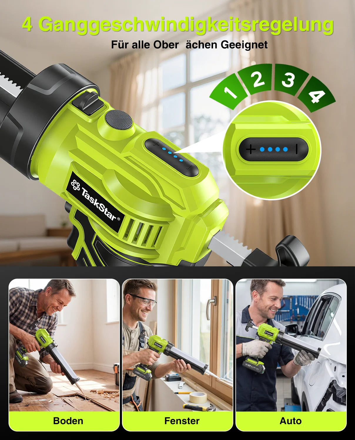 Taskstar Cordless Caulking Gun No Drip With 2Ah Battery