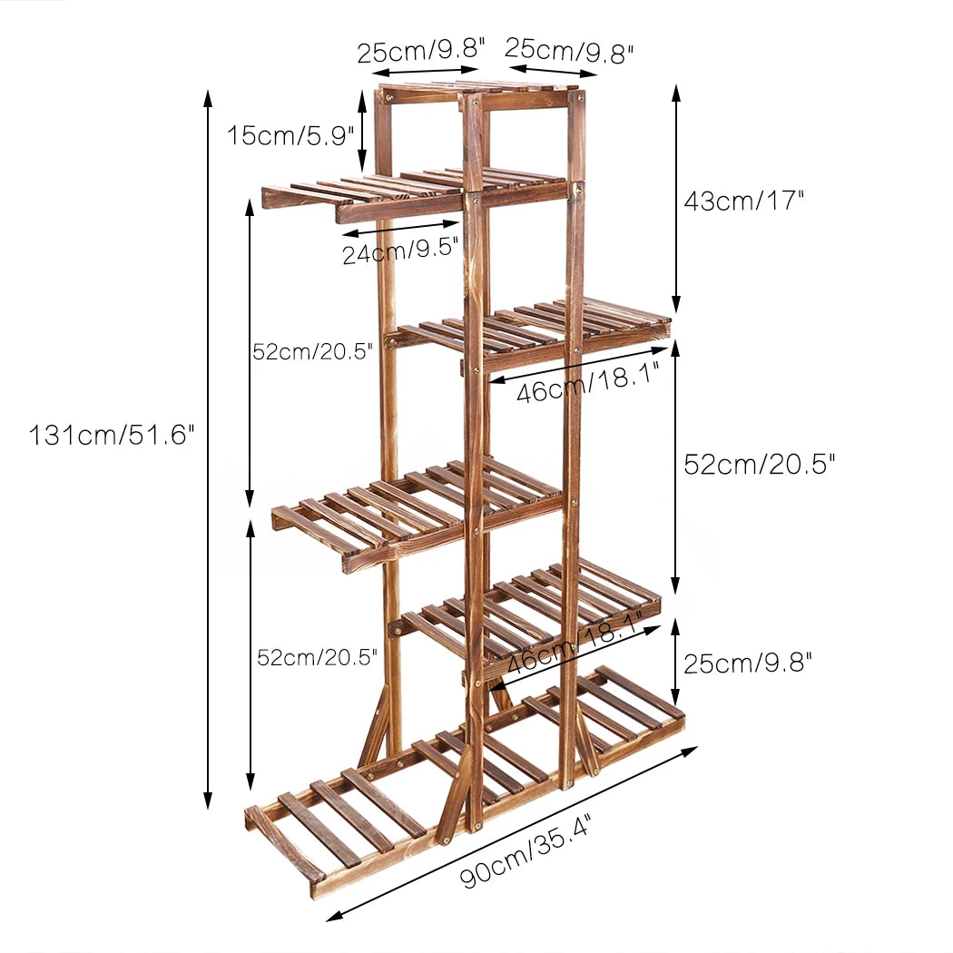 Wisfor Natural Pine Wood Flower Planter Stand Display Rack