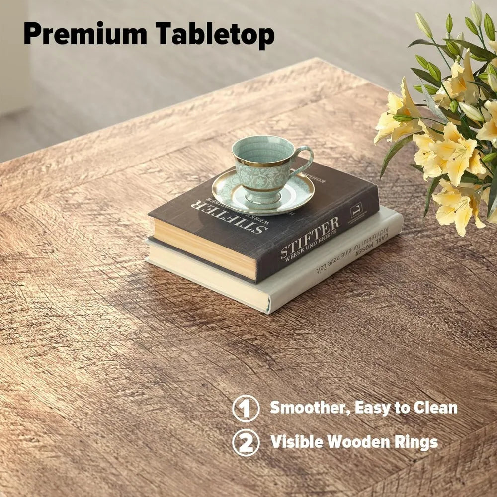 Rustic Wooden Coffee Table with X Design for Living Room