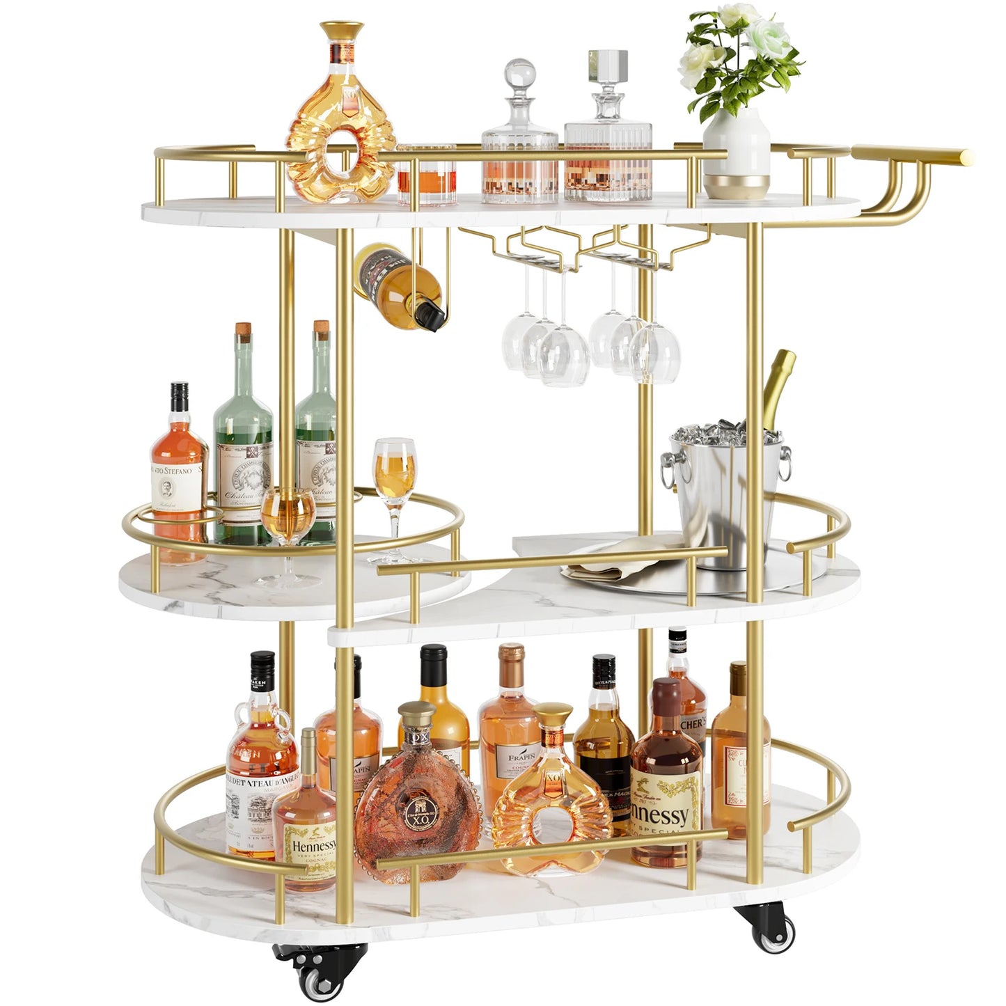 Twister Ck Four Tier Mobile Bar Cart With Wine Rack