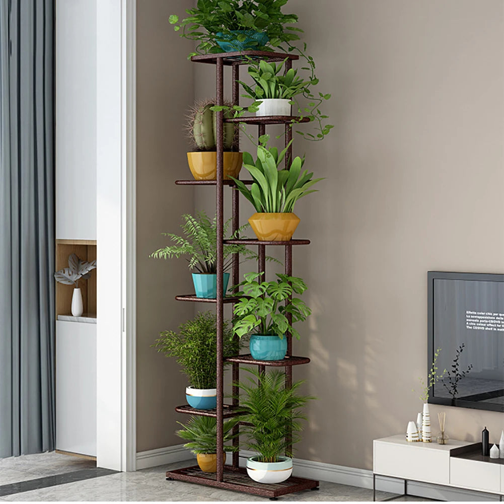 Durable Steel Eight Tier Plant Stand For Indoor Outdoor Garden