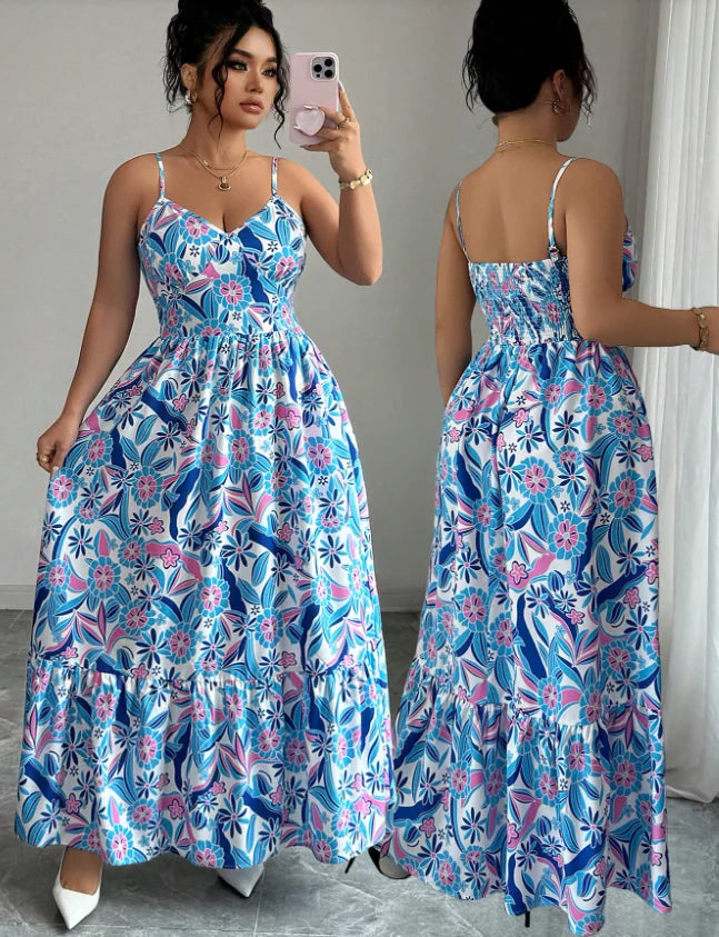 Floral Camisole Dress With Gentle Fit For Daily Commute