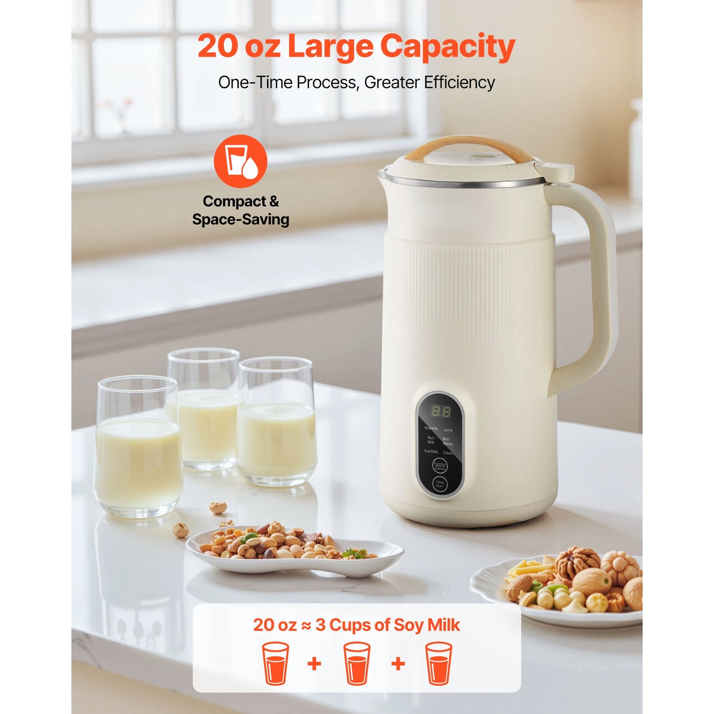 VEVOR 8-in-1 Nut Milk Maker With Self Cleaning