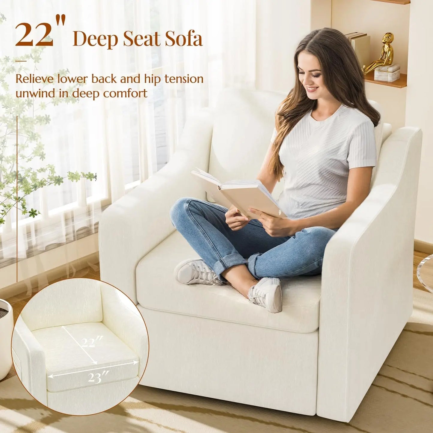 Set of 2 360-degree swivel upholstered accent armchairs with cushioned seats and supportive backs.