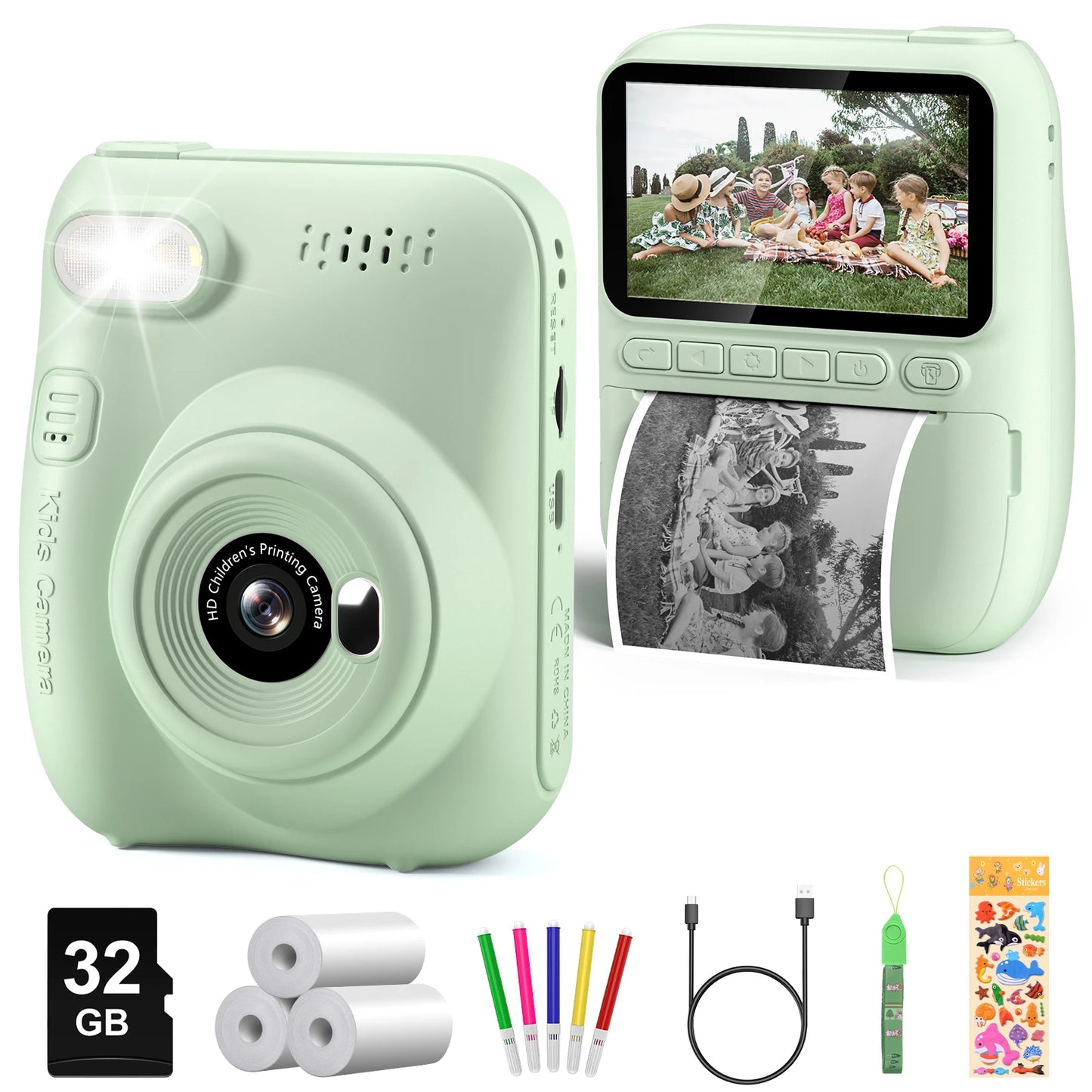 DIAMOOKY Kids Digital Camera LCD Instant Print 32MP HD