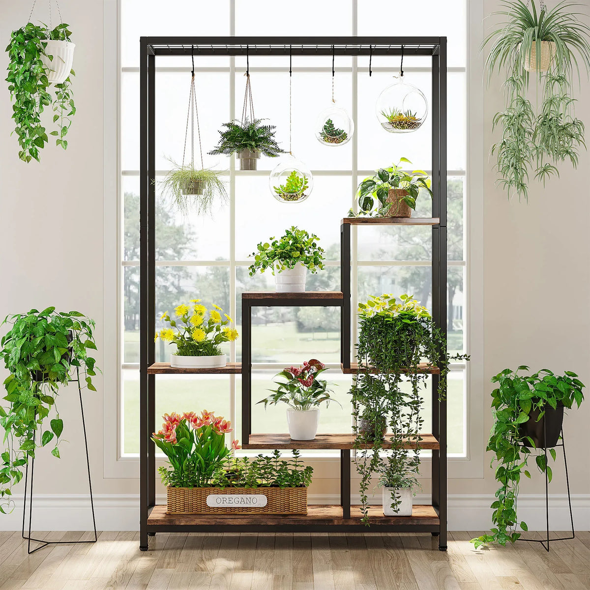 Tribesigns Five Tier Indoor Plant Stand With Hanging Hooks