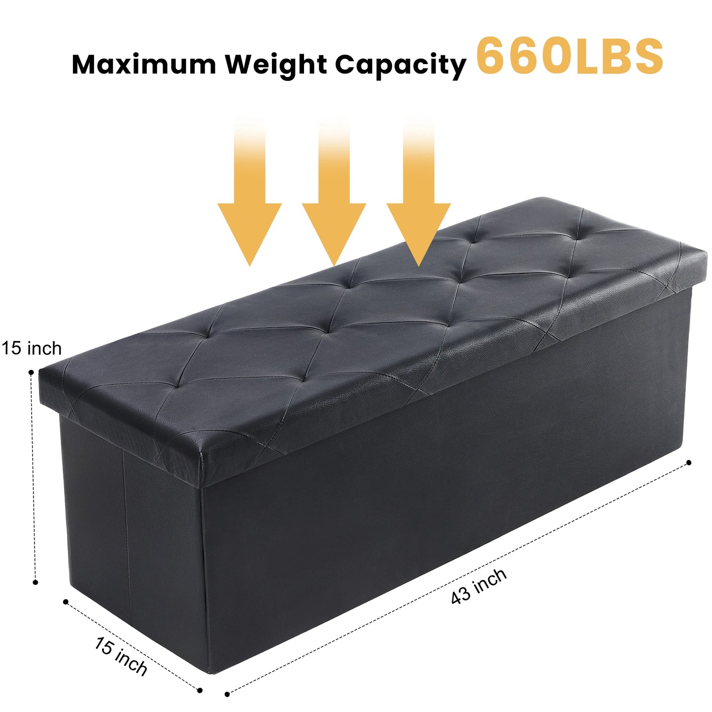 JHK Folding Synthetic Leather Storage Ottoman Footstool