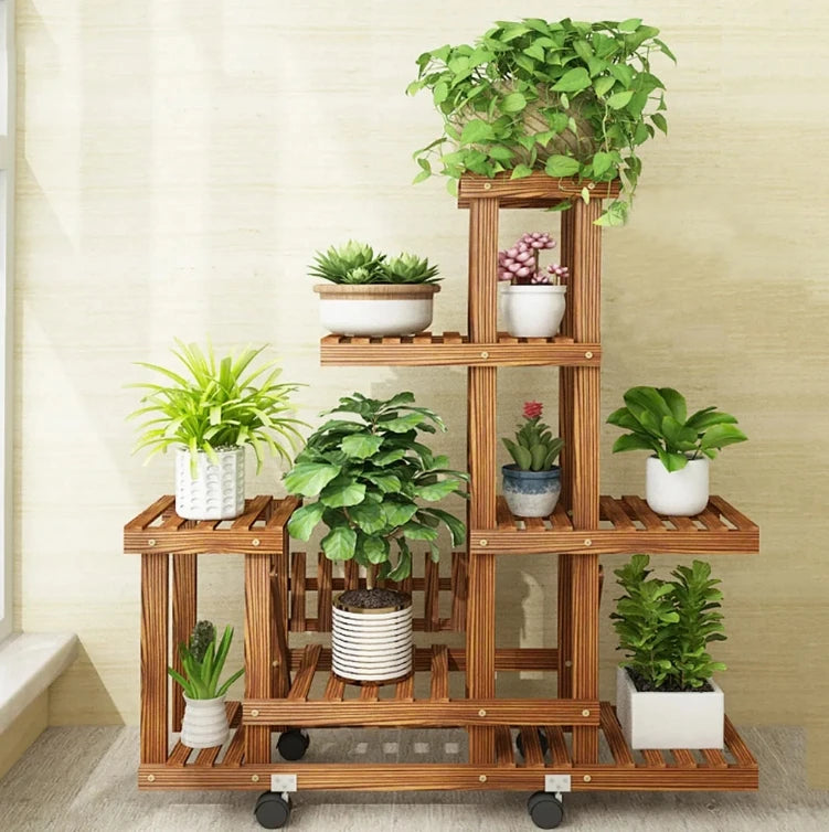 6 Tier Wooden Plant Stand Ladder Display Rack Shelf