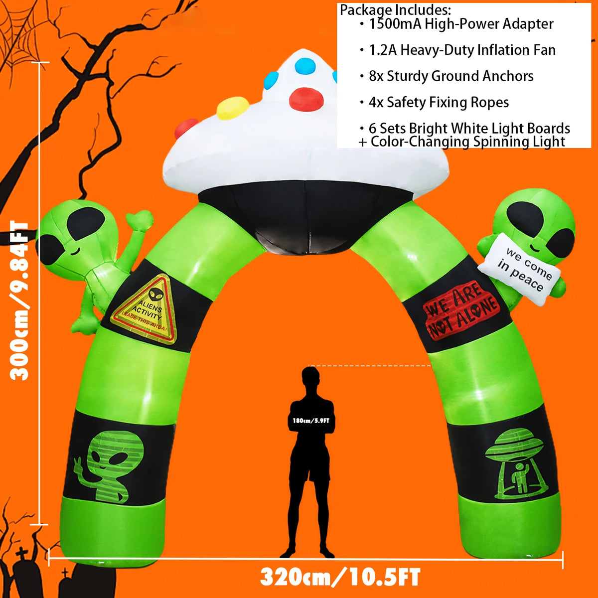 Halloween Inflatable Alien Archway With LED Lights Outdoor Decoration