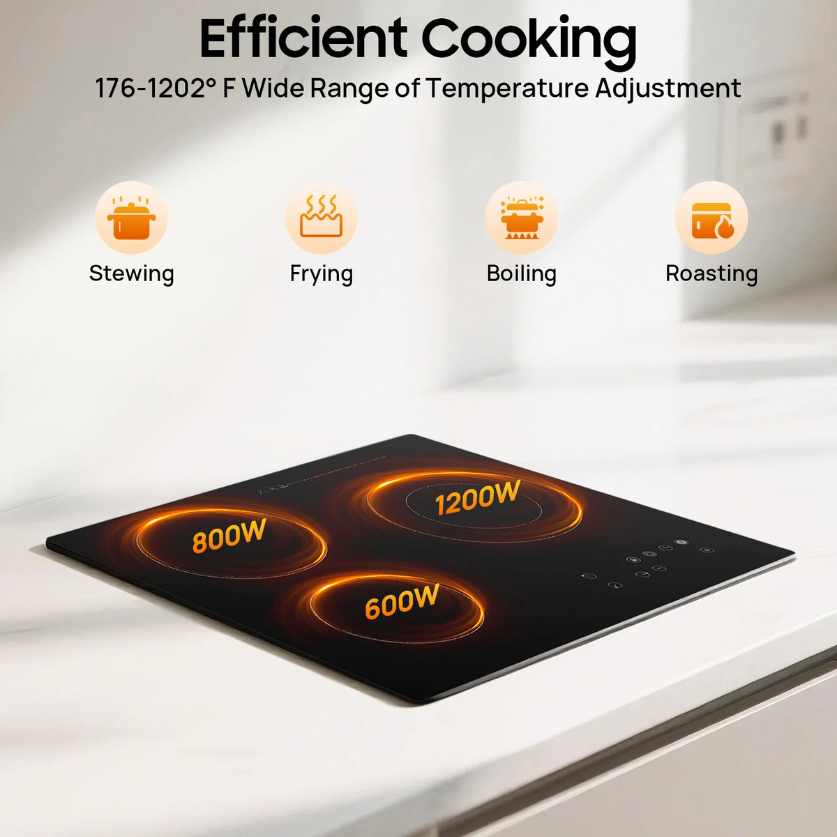 Portable Electric Ceramic Cooktop With Touch Control And Timer