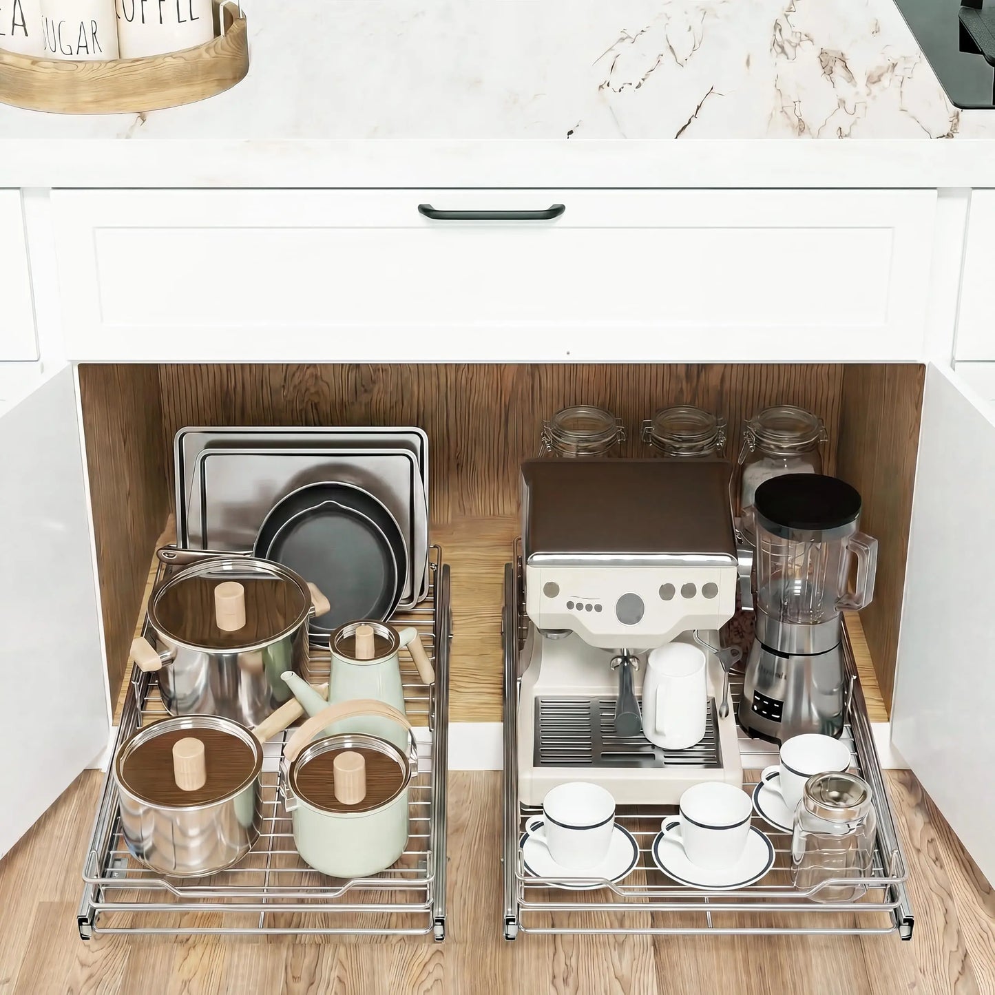 HiMISS Heavy Duty Stainless Steel Cabinet Pull Out Organizer