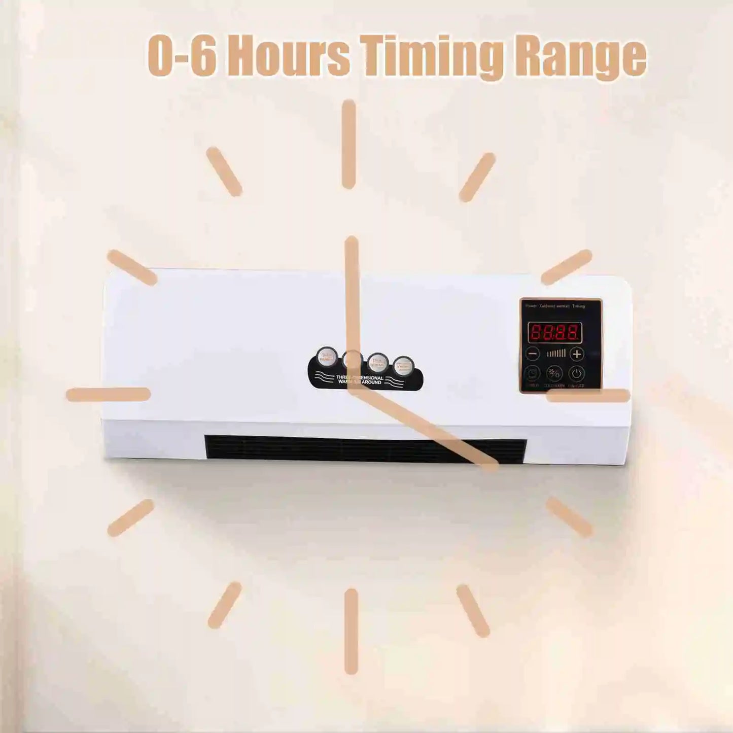 Qiilu 2-In-1 Heater And Fan Wall Mounted With Digital Display