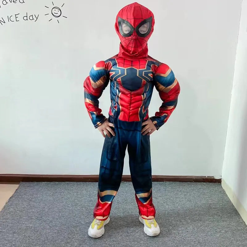 Kids Iron Spider Cosplay Jumpsuit And Mask Costume Set