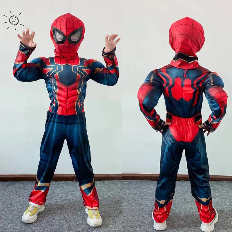 Kids Iron Spider Cosplay Jumpsuit And Mask Costume Set