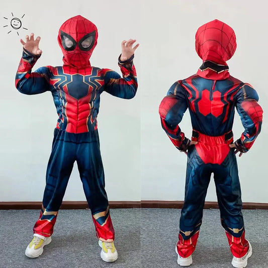Kids Iron Spider Cosplay Jumpsuit And Mask Costume Set