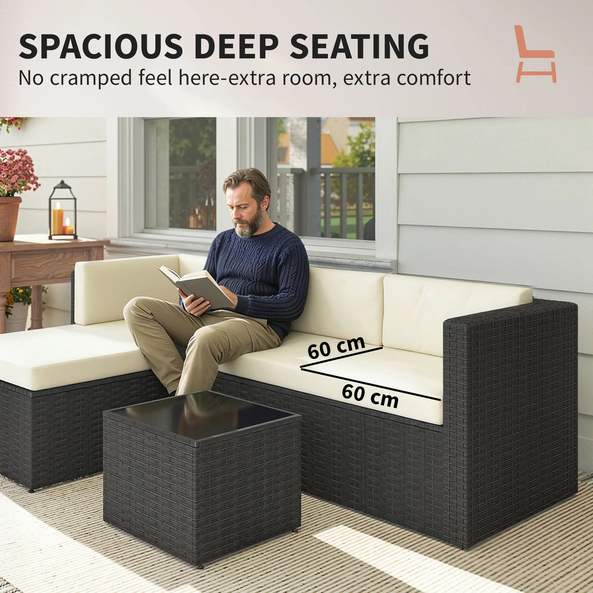 Outsunny Outdoor Wicker Patio Furniture Set With Garden Seating