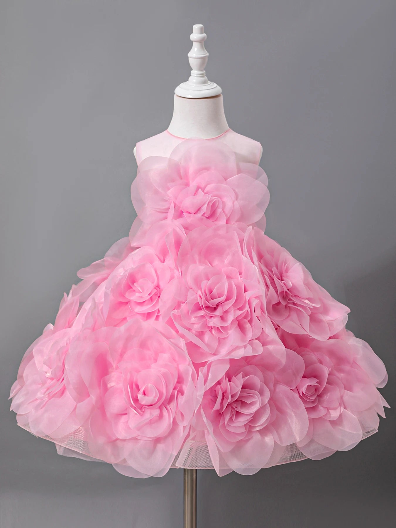Girls Elegant Princess Party Dress Floral Sleeveless Ball Gown