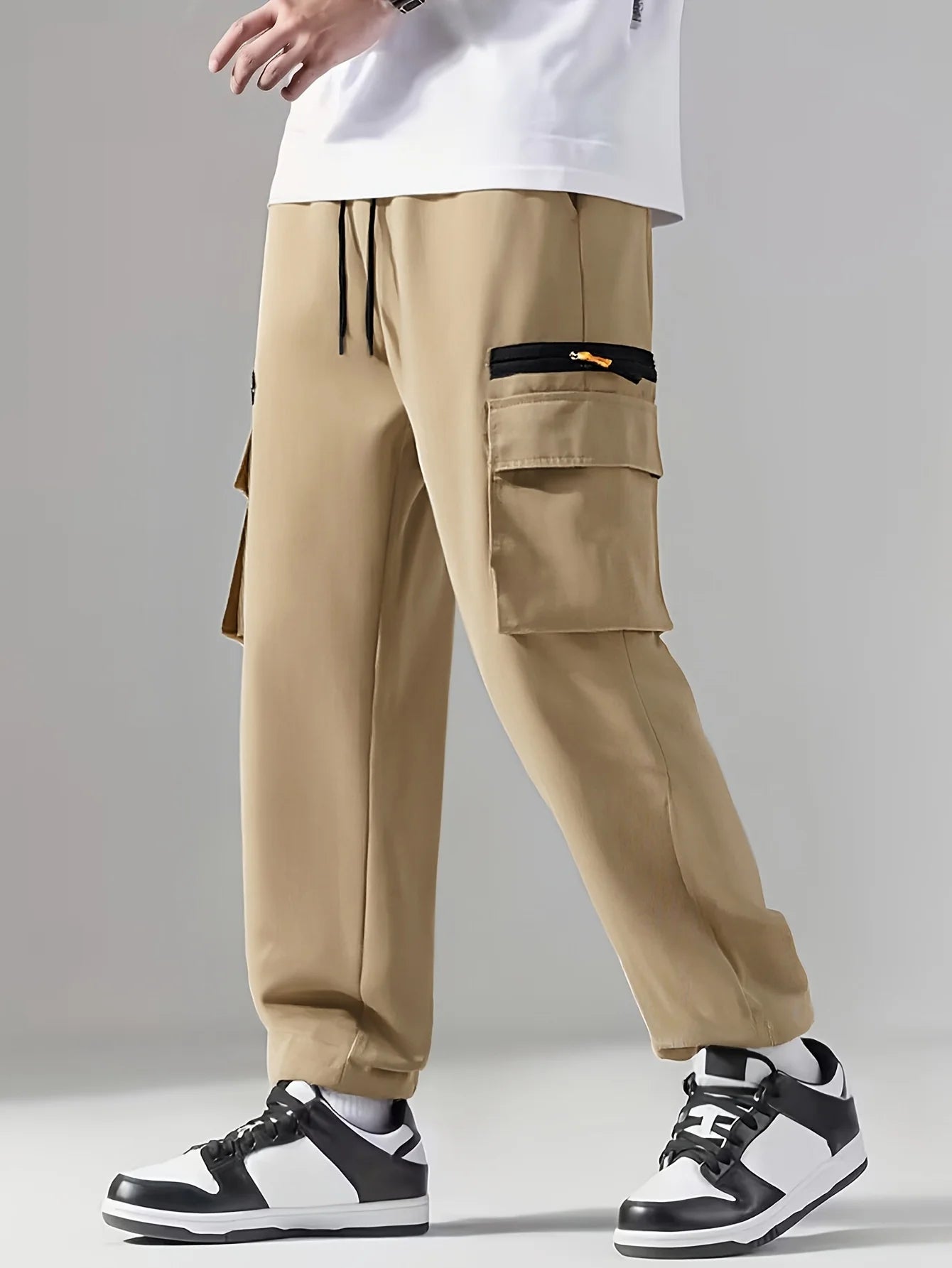 Winthunder Men Regular Outdoor Pants With Multi Pocket Drawstring Waist