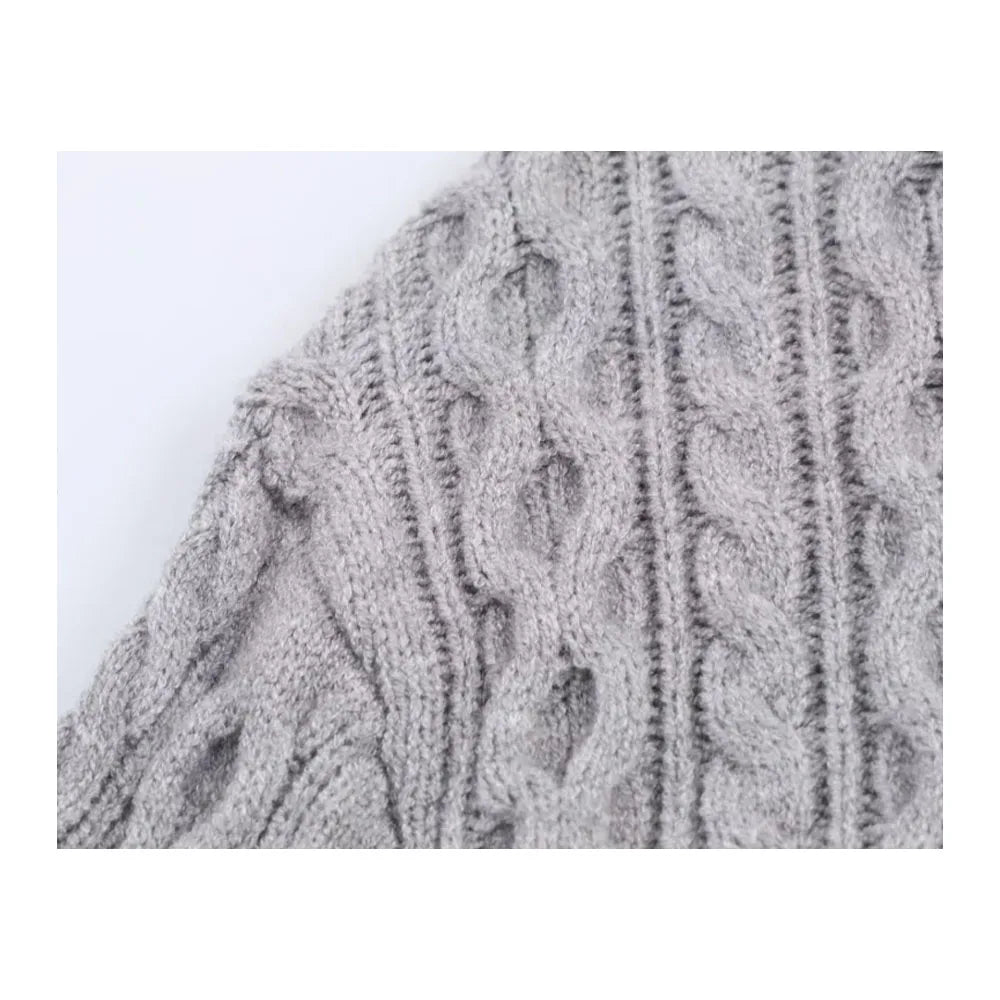 Women Casual Knit Pullover Hoodie With Zippers
