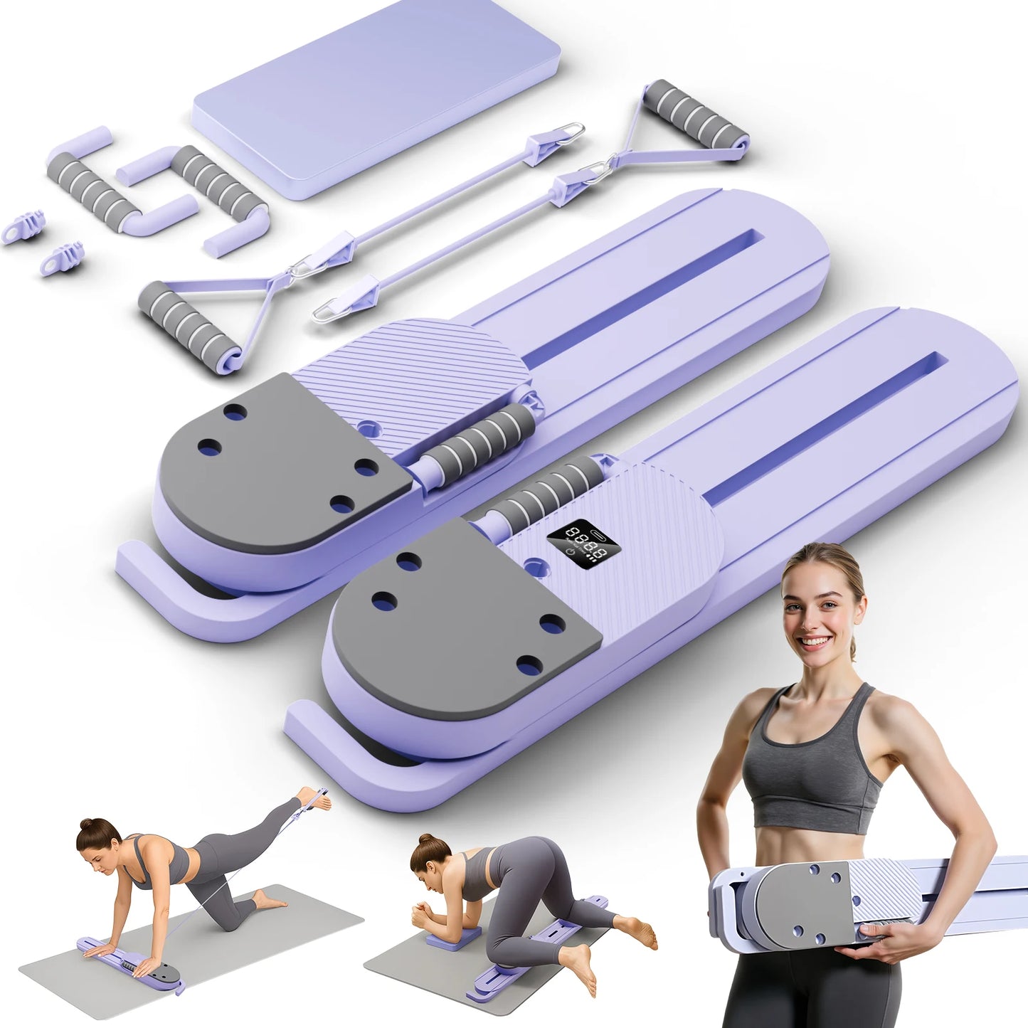 2-In-1 Split Ab Pilates Board With Resistance Bands