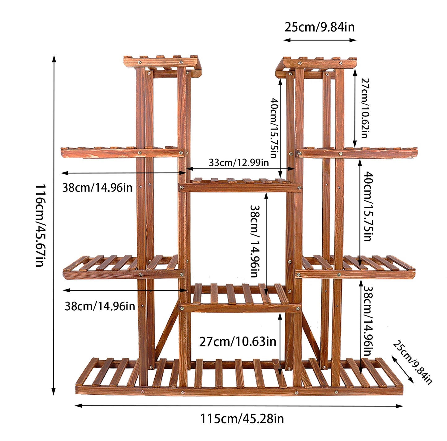 Wisfor Wood Multi Tier Plant Stand For Indoor Outdoor Decor