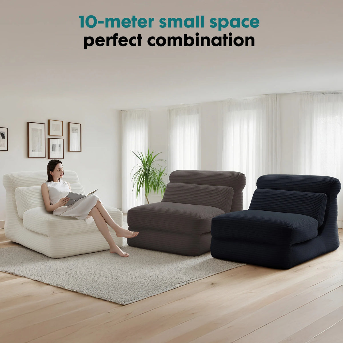 JHK Ergonomic Folding Sofa Bed With Lumbar Support and Comfort