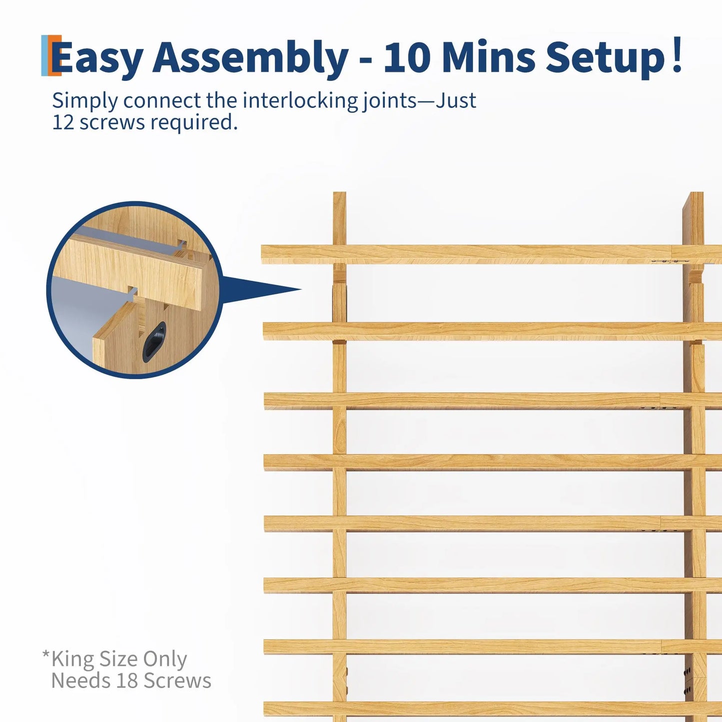 HiMISS Low Profile Wood Platform Bed Frame No Box Spring