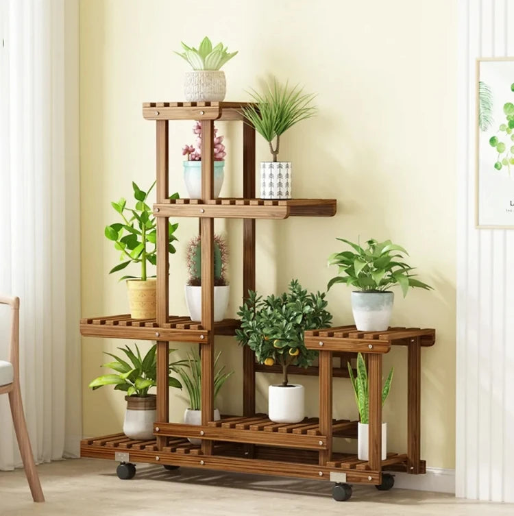 6 Tier Wooden Plant Stand Ladder Display Rack Shelf