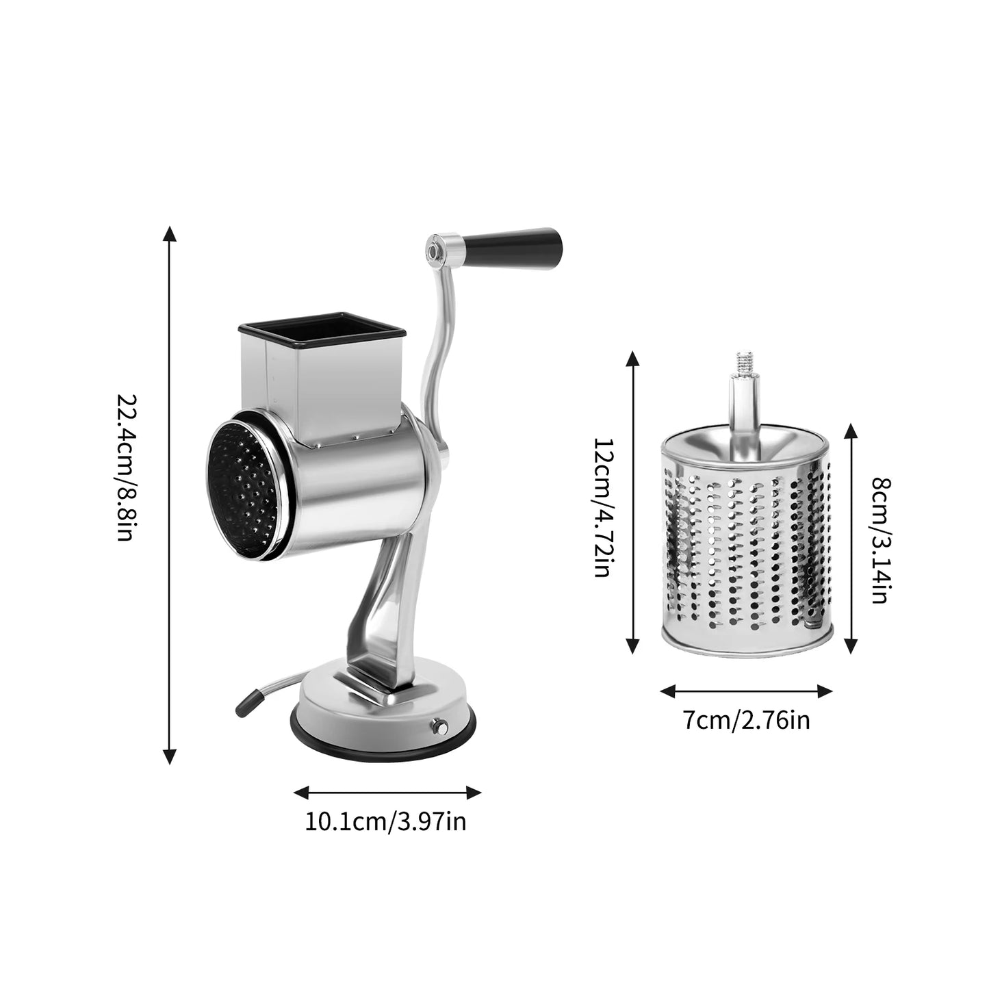 Rotary Grater With Five Stainless Steel Blades Vegetables And Nuts
