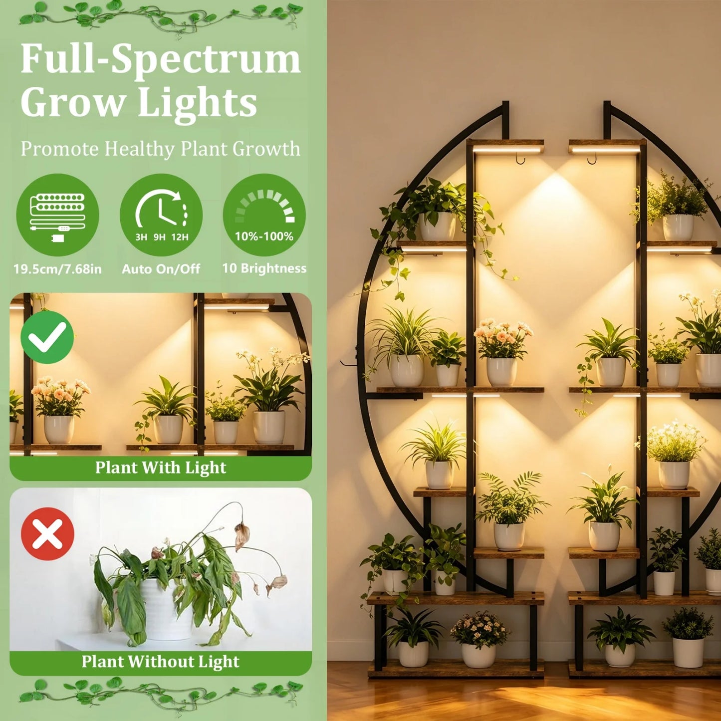 Seven Tier Half Moon Metal Plant Stand And Flower Rack