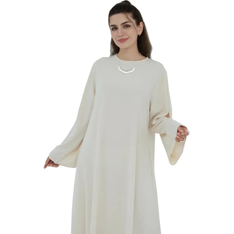 Women Long Abaya Dress With Belt Islamic Maxi Jilbab Robe