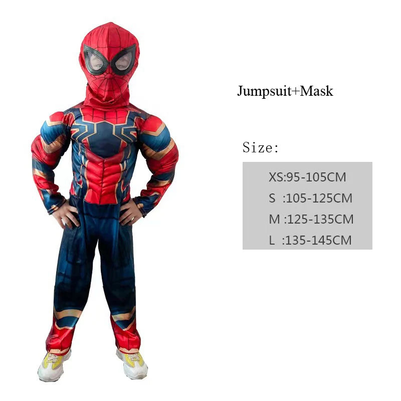 Kids Iron Spider Cosplay Jumpsuit And Mask Costume Set