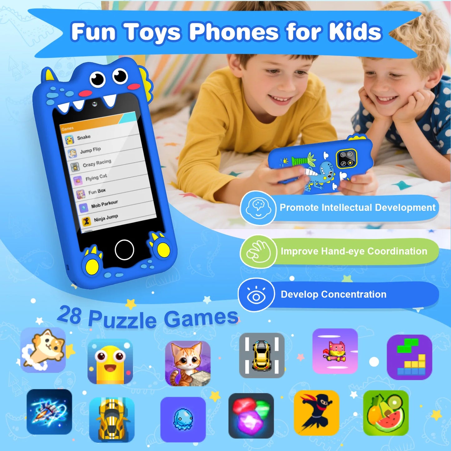 SANMERSEN Dinosaur Kids Smart Phone Toy Educational Toddlers