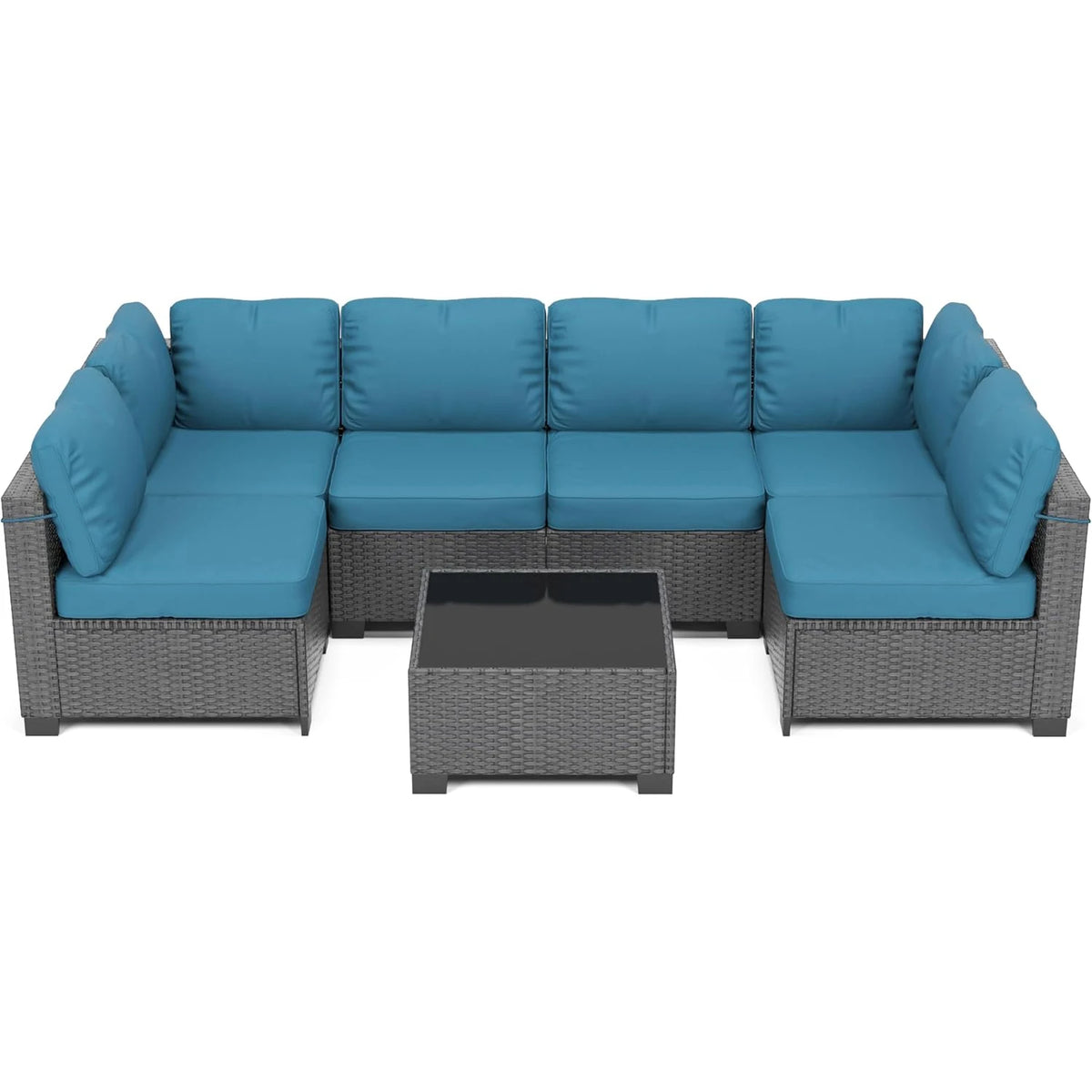 HiMISS Outdoor Modular Rattan Sectional Sofa Conversation Set