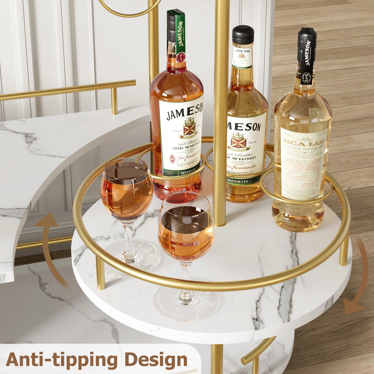 Twister Ck Four Tier Mobile Bar Cart With Wine Rack