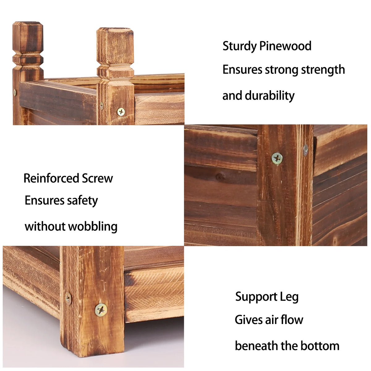 Wooden Raised Garden Bed Planter Box For Indoor Outdoor Growing