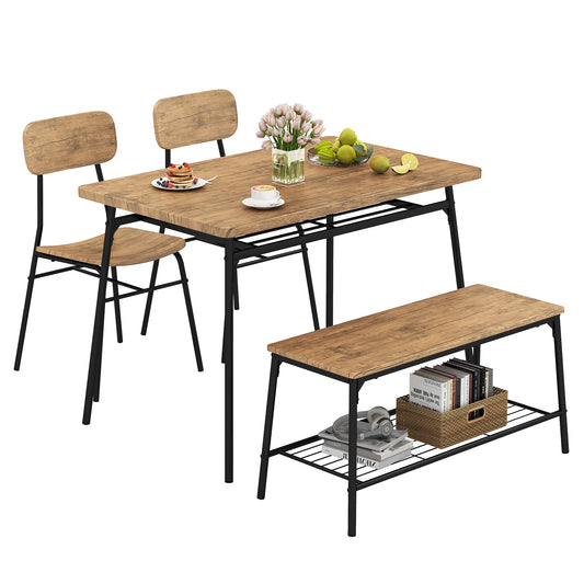 HOMASIS Dining Table Set For 4 With Bench And Chairs