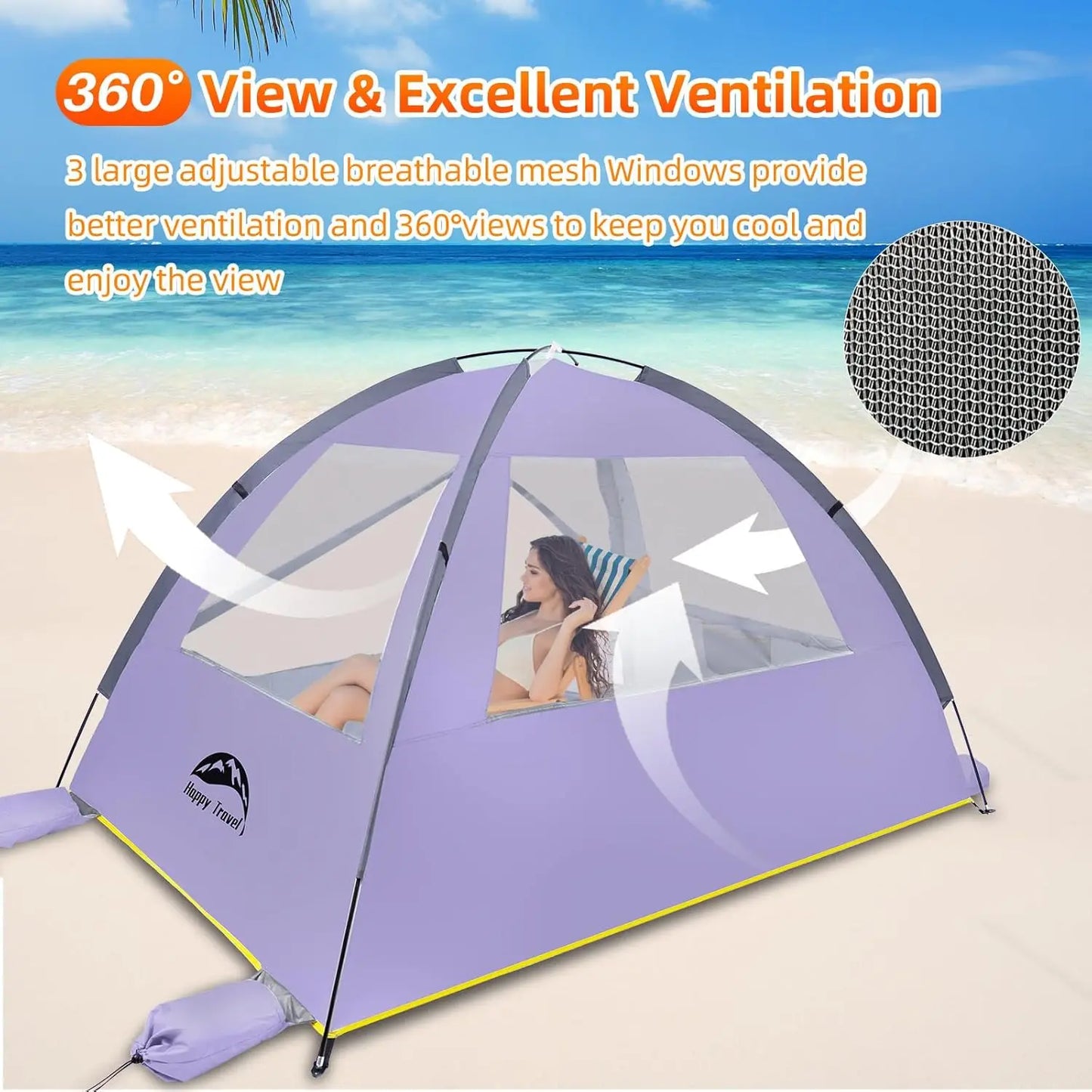 Beach Tent UPF 50 Sun Shade Shelter Portable For Family