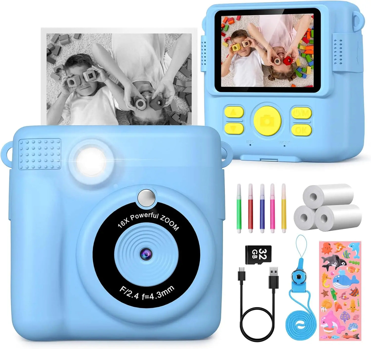 DIAMOOKY CN Kids Digital Camera 1080P Instant Print Toy