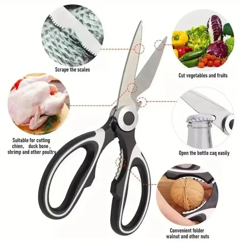 Multifunctional Stainless Steel Kitchen Scissors For Food Preparation