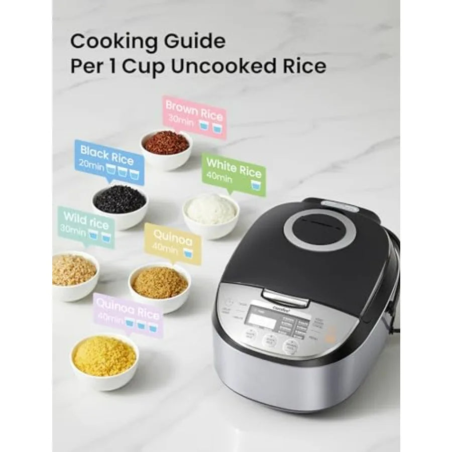 Portable Rice Cooker With Fuzzy Logic, Timer And Steamer
