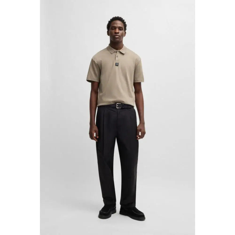 Hugo Boss Mens Interlocked Cotton Polo Shirt With Stacked Logo