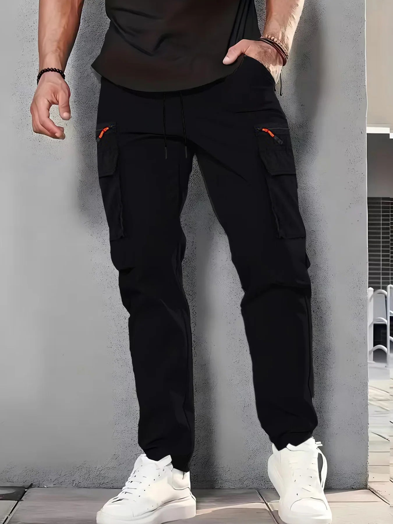Men's Multi Pocket Cargo Pants With Zippered Front Pockets