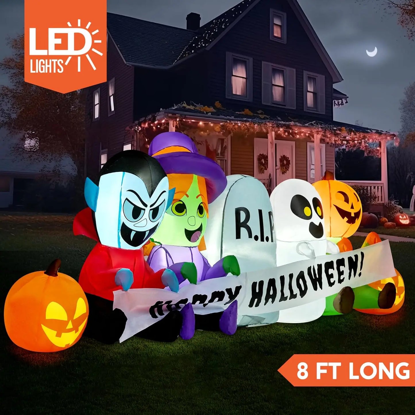 Joyfy Halloween Inflatable Tombstone Ghost Vampire Witch LEDs Decor