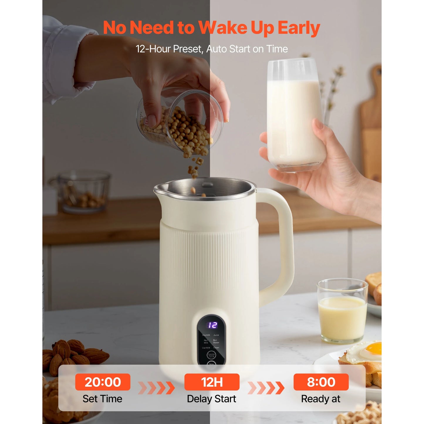 VEVOR 8-in-1 Nut Milk Maker With Self Cleaning