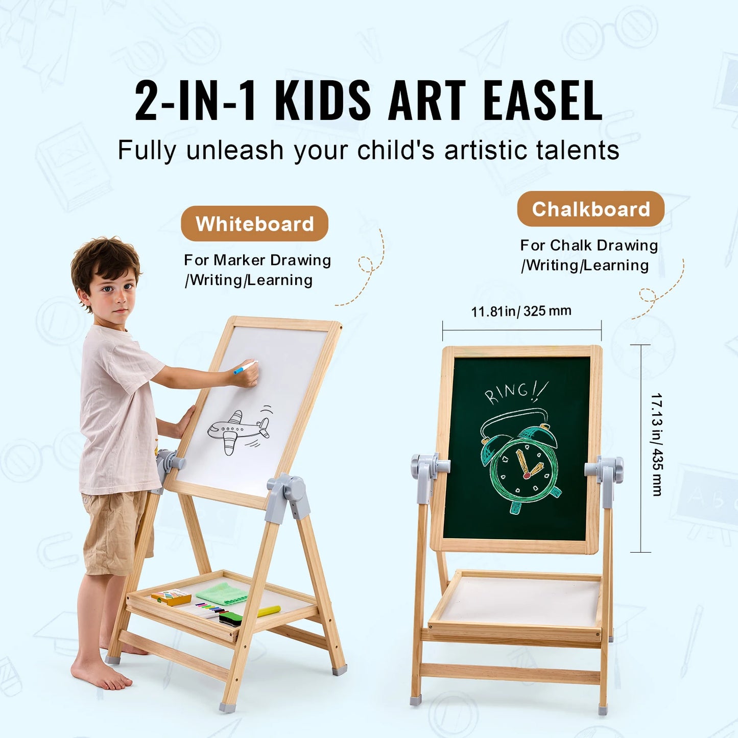 SucceBuy Standing Magnetic Drawing Board With Art Easel And Accessories