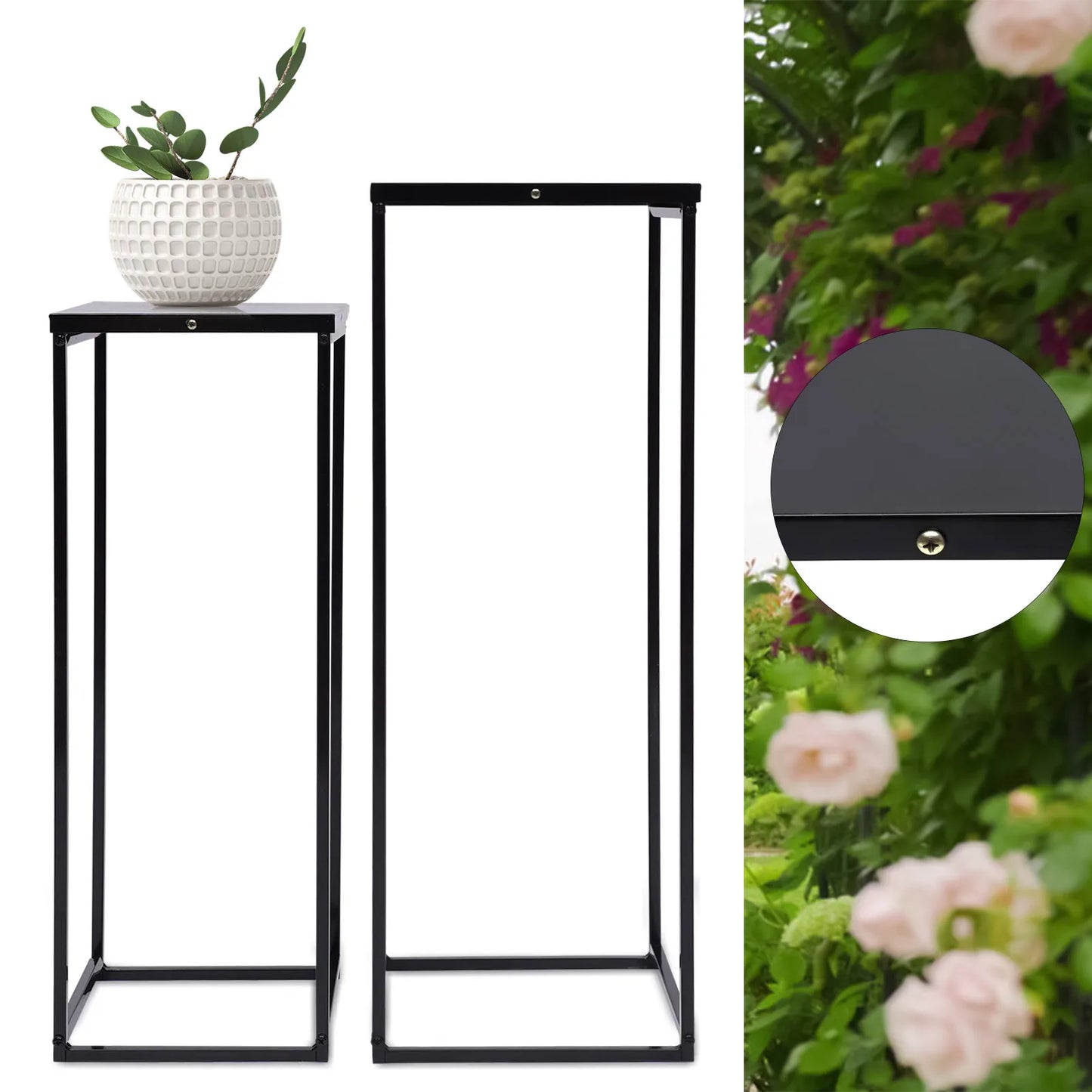 Metal Square Plant Stands 2 Pack Flower Holder Rack